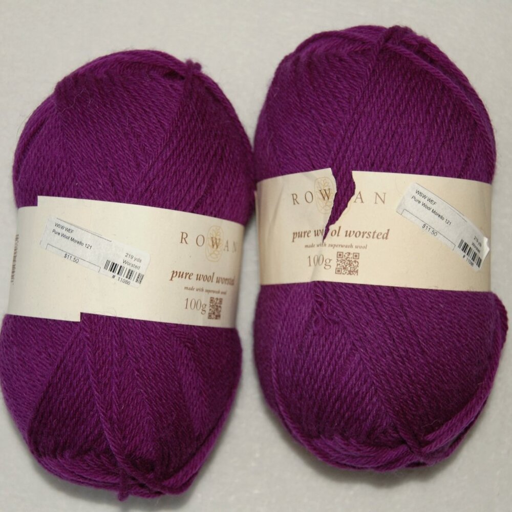 Same Dye Lot of 2, Purple Rowan Wool Yarn, Pure Wool Worsted